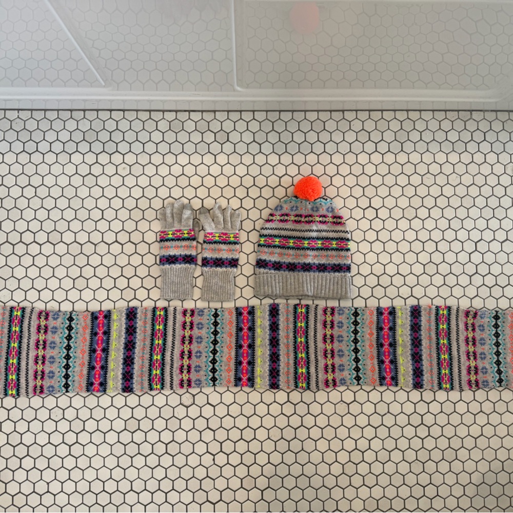 Crewcuts Kids Multicolor Wool blend Knit Hat, Scarf, and Gloves Set